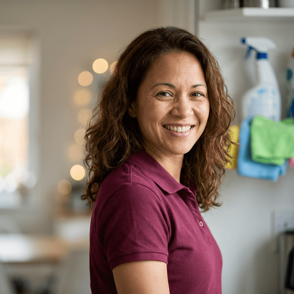 Sarah Mitchell, a female customer in her early 40s